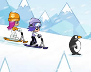 Puppygirls in snow scooter pingvines játékok ingyen
